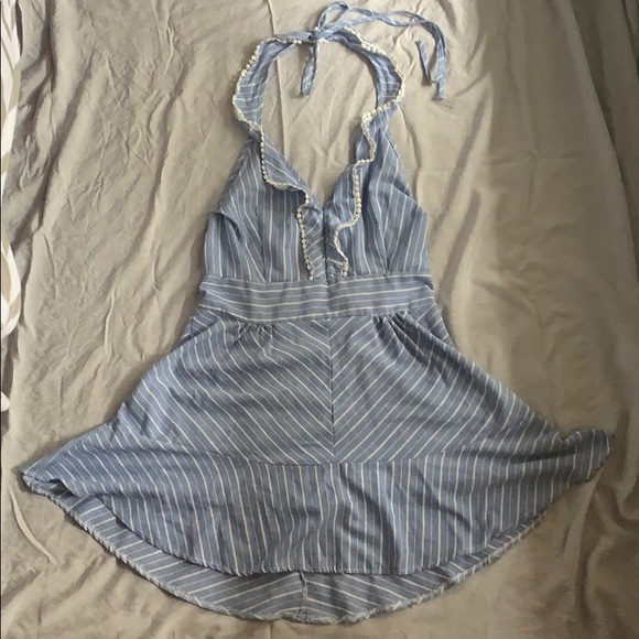 Fiali Striped Halter Dress with Open Back - Picture 1 of 6